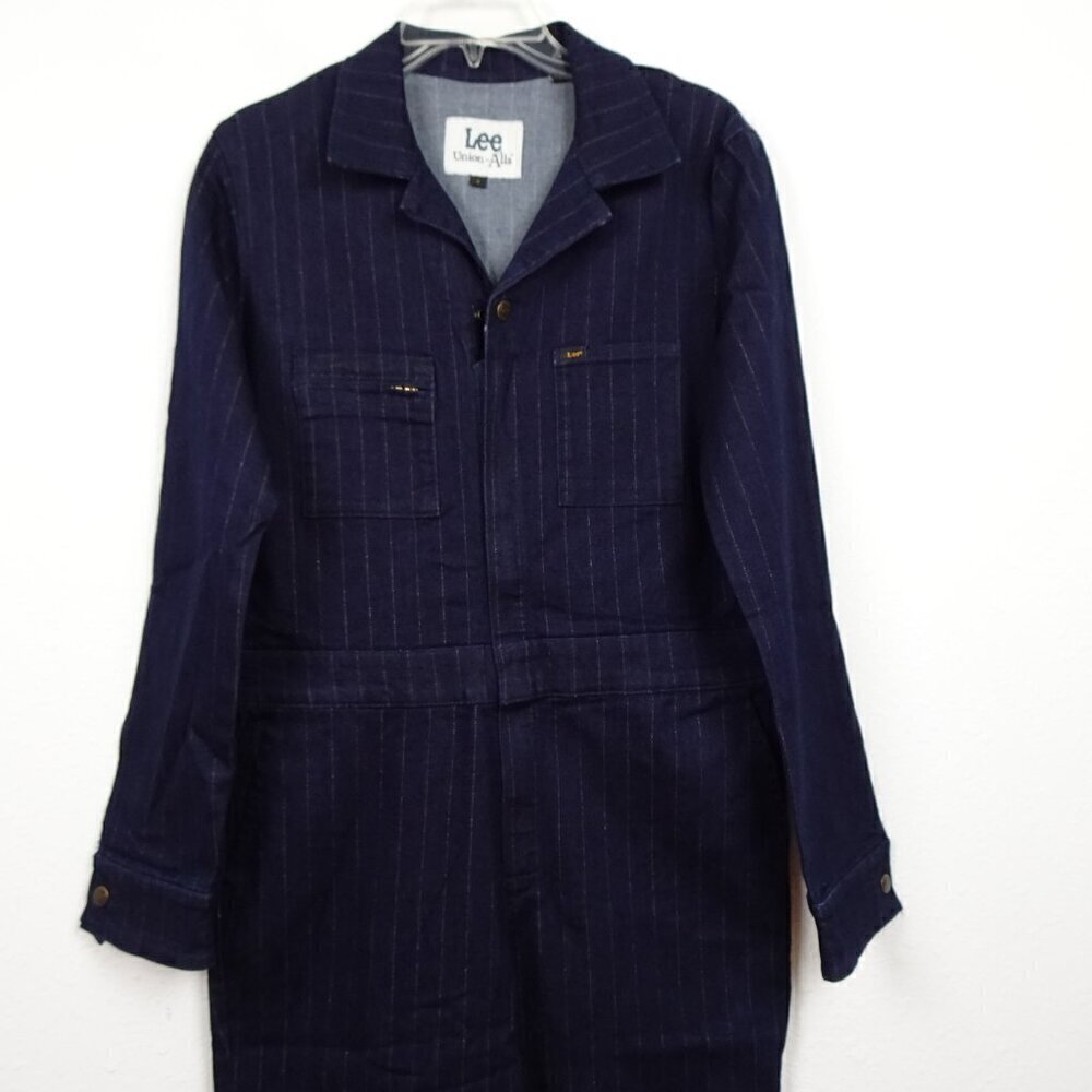 Lee Union-Alls Coverall Jumpsuit Women's Size S Blue Metallic Pinstripe - Picture 2 of 12